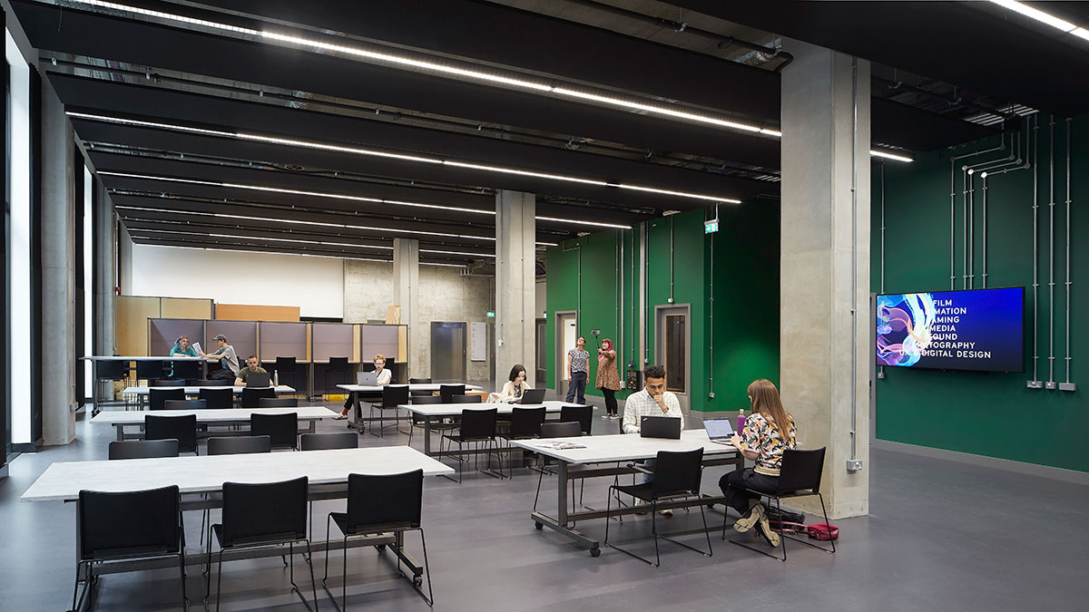 View of the working spaces on the second floor of the SODA building